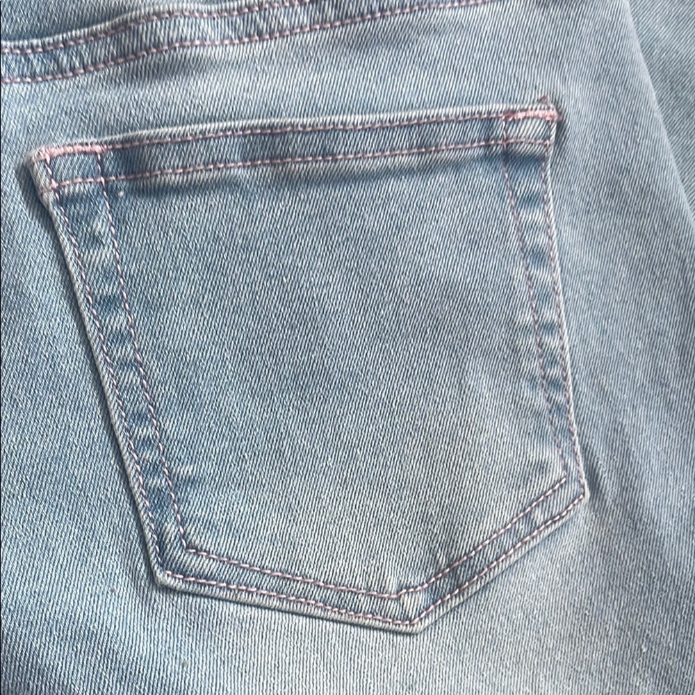 1st Kiss Light Blue Wide Leg Jeans with Pink Floral Accents - Picture 8 of 9
